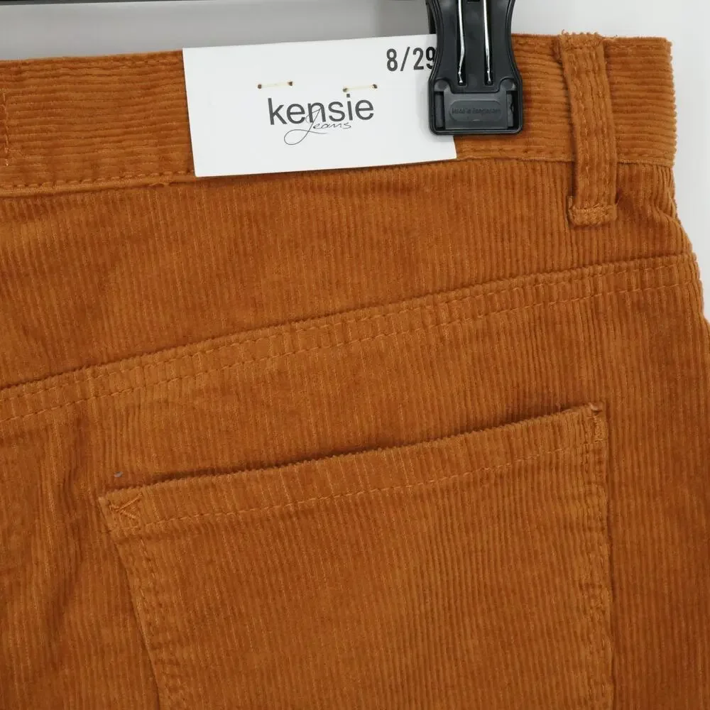 Kensie Skirt Womens 8 Waist 29 Rust Brown Corduroy Button Front Pockets New